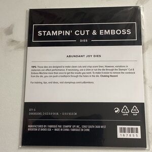 Stampin' Up! Abundant Joy Dies - Black and White